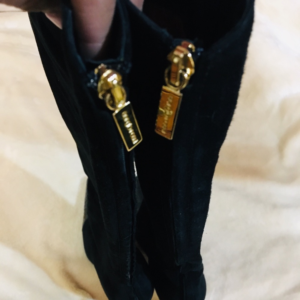 $1500-Rare Find 🔥NEW Vintage Sergio Rossi Suede Croc Toe Tall Boots - Picture 7 of 8
